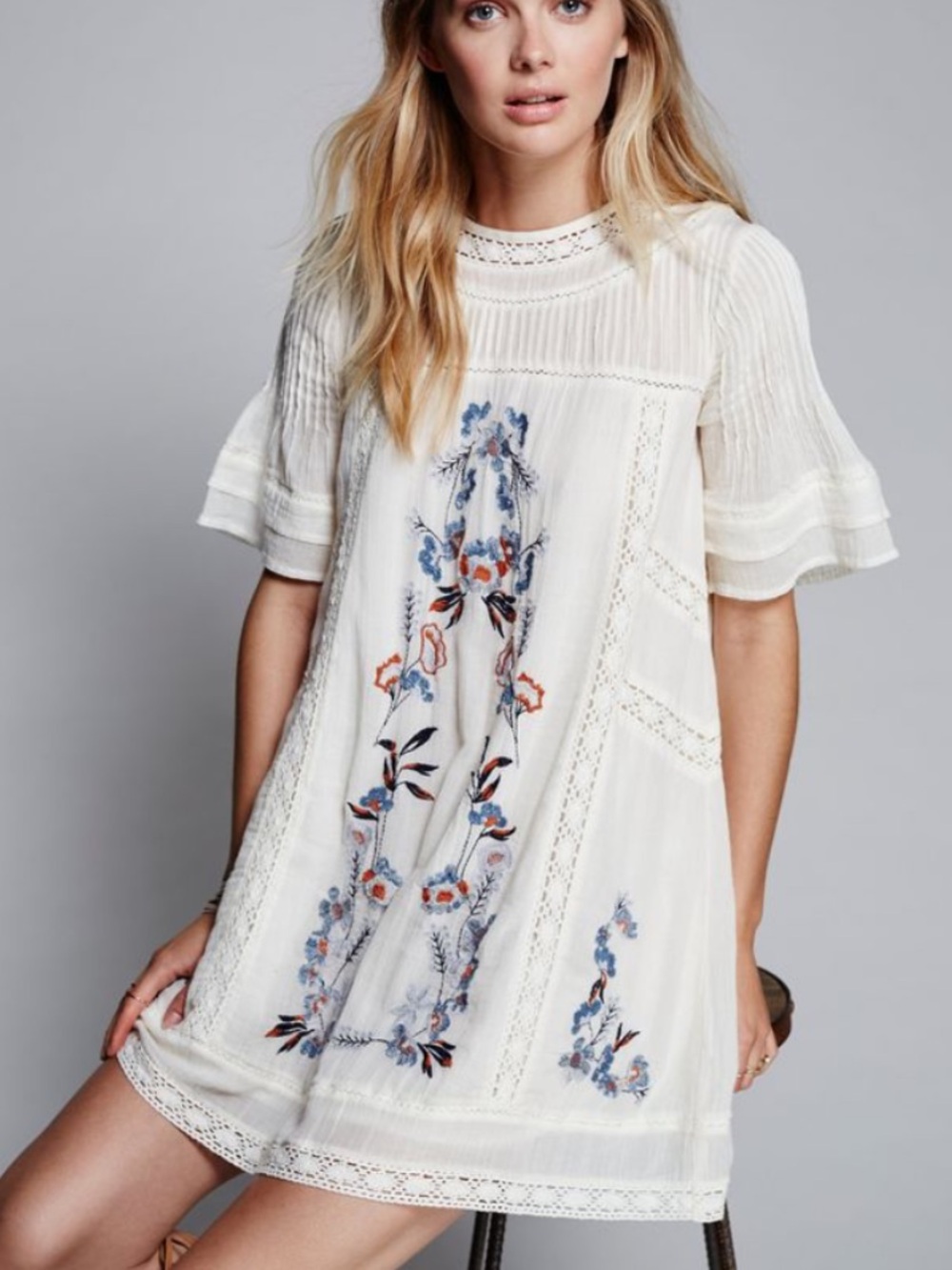 Free People Perfectly Victorian Mini Dress Women’s S Embroidered Crochet Lace